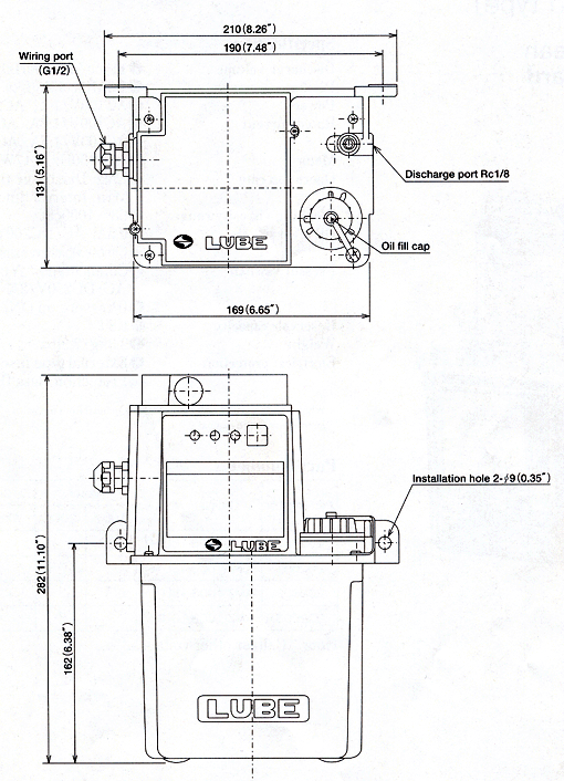 Automatic intermittent gear pump AMZ-100S Dimensional drawing