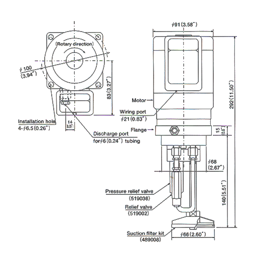 Elwctric intermittent gear pump AMI-300S Dimensional drawing