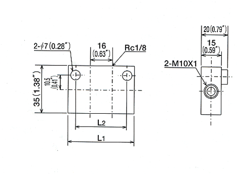 Junctions(For MO valve installation/6mm O.D.tubing) Dimensional drawing