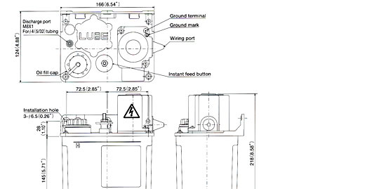 Automatic intermittent piston pump  Dimensional drawing