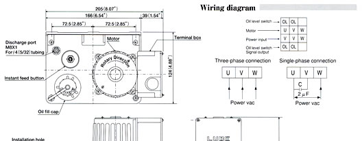 Automatic intermittent piston pump Dimensional drawing