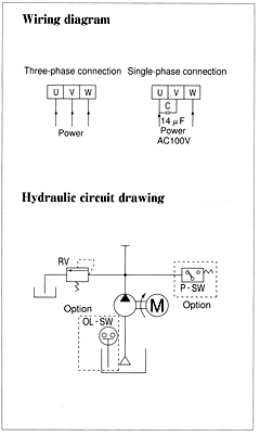 Motor driven continuous gear pump Wiring diagram/Hydraulic circuit drawing
