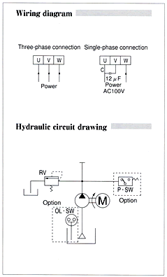Motor driven continuous gear pump Wiring diagram/Hydraulic circuit drawing
