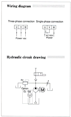 Electric continuous gear pump Wiring diagram/Hydraulic circuit drawing