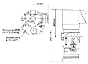 Electric continuous gear pump Dimensional drawing
