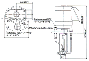 Electric continuous gear pump Dimensional drawing