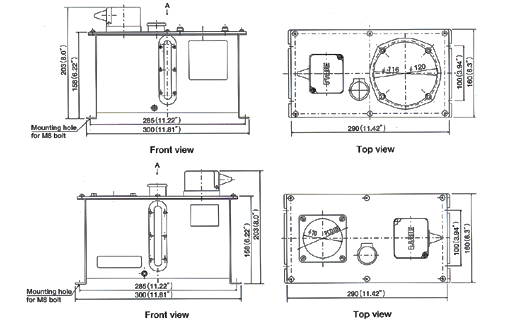 Metal reservoirs 3l Dimensional drawing