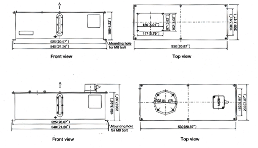 Metal reservoirs 8l Dimensional drawing